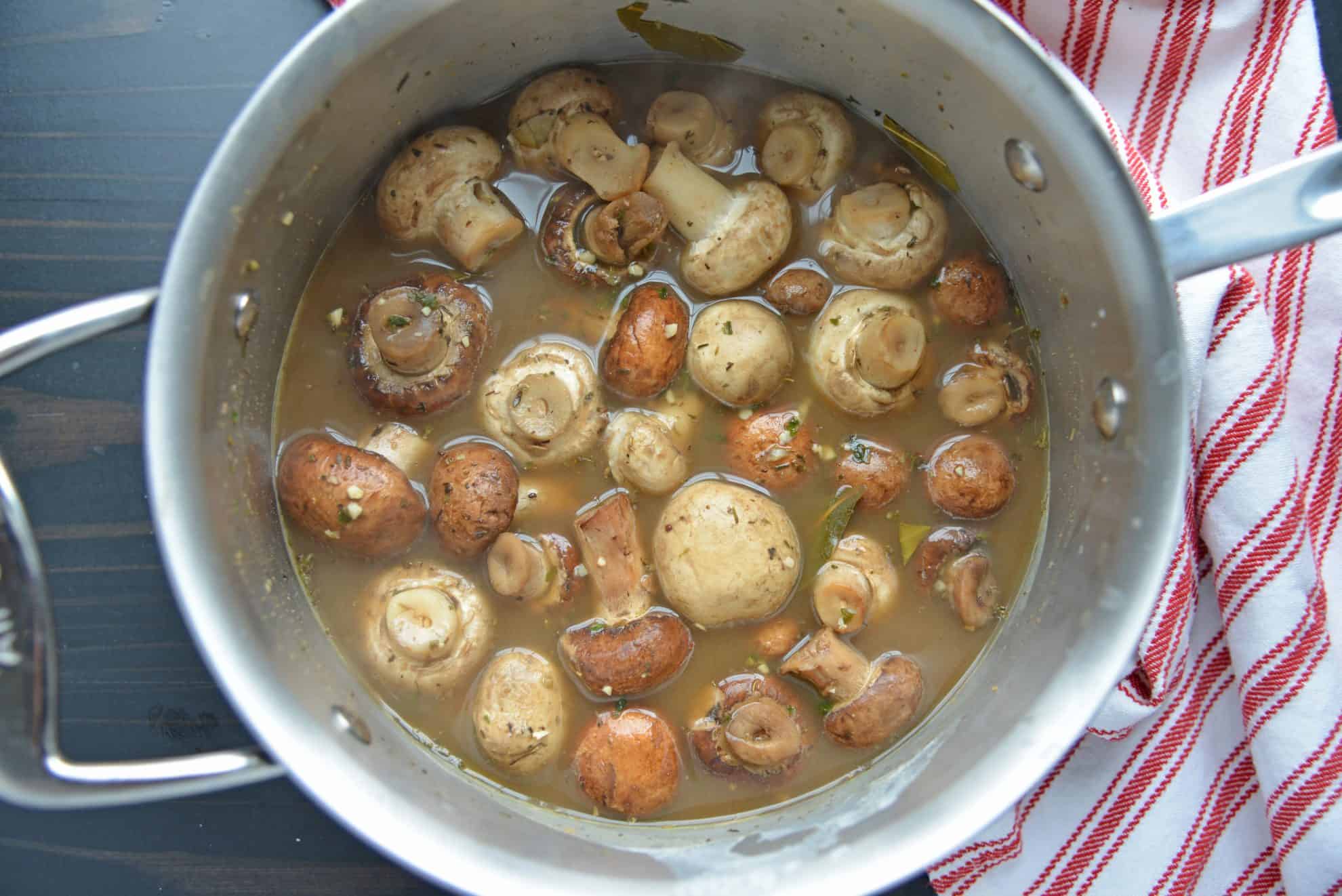 Mushrooms before cream cooking
