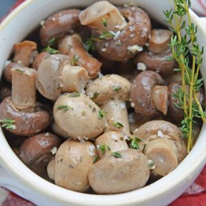 sauteed mushrooms in a serving bowl