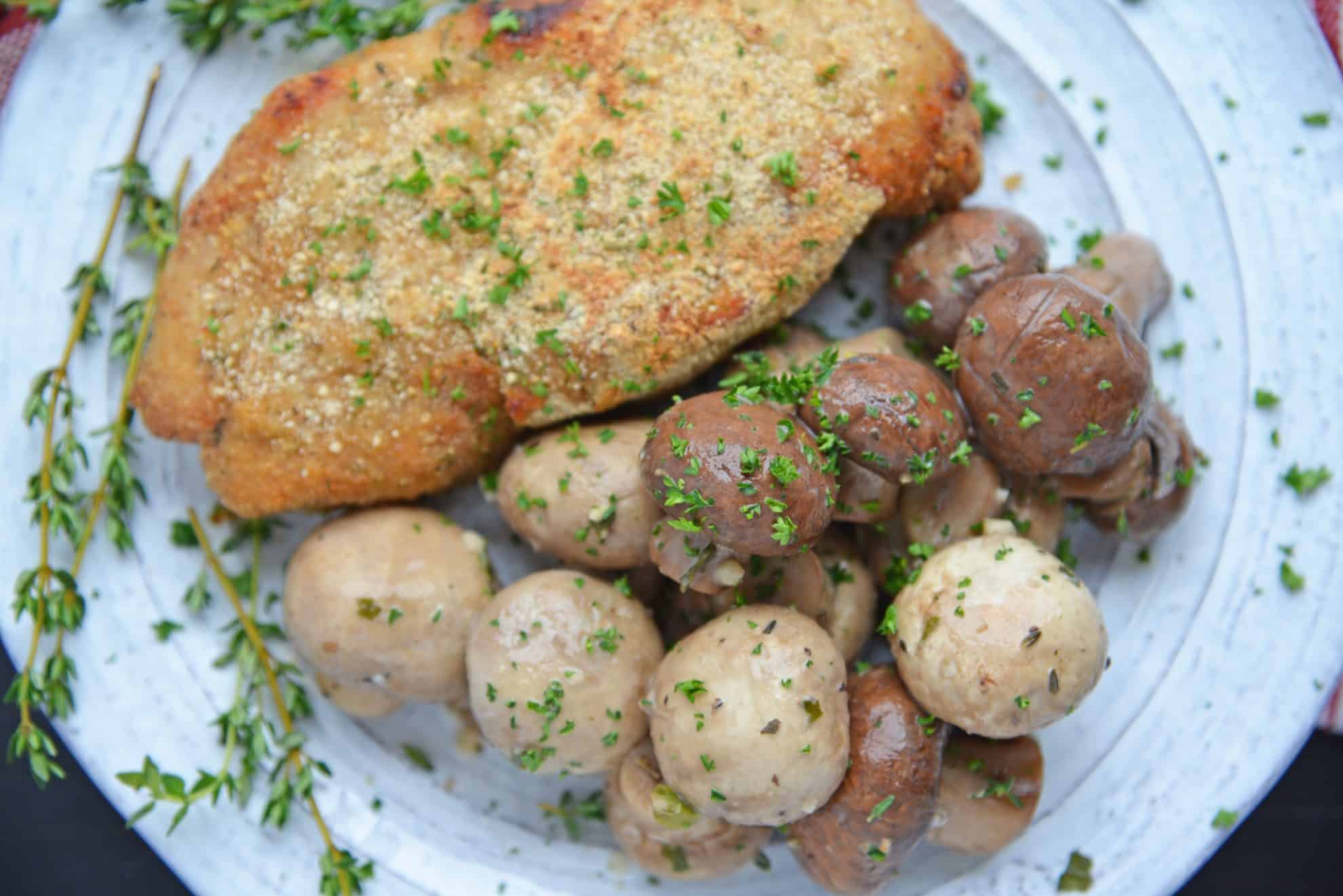 Mushrooms on a white plate