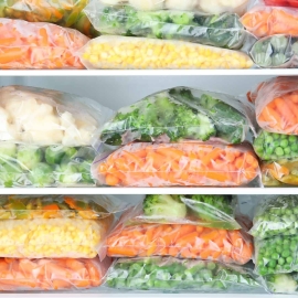 frozen vegetables in plastic bags