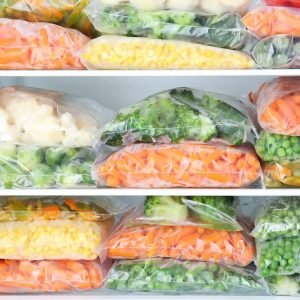 frozen vegetables in plastic bags