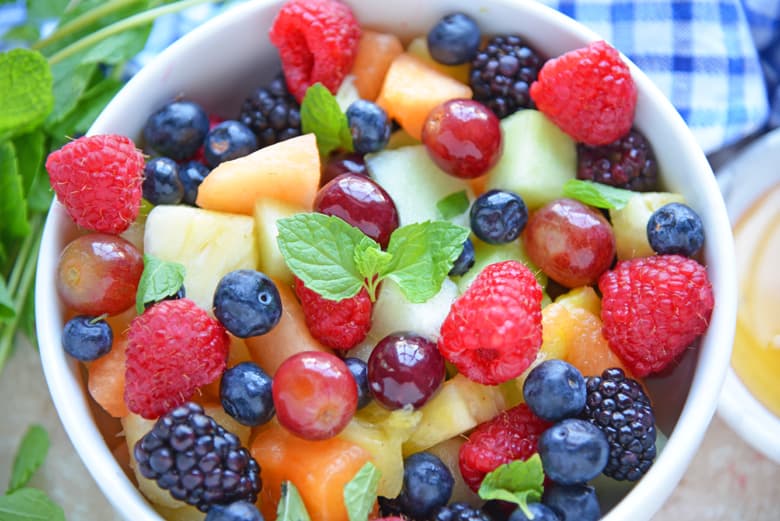 fruit salad with agave topping