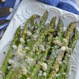 Close up of parmesan asparagus tips