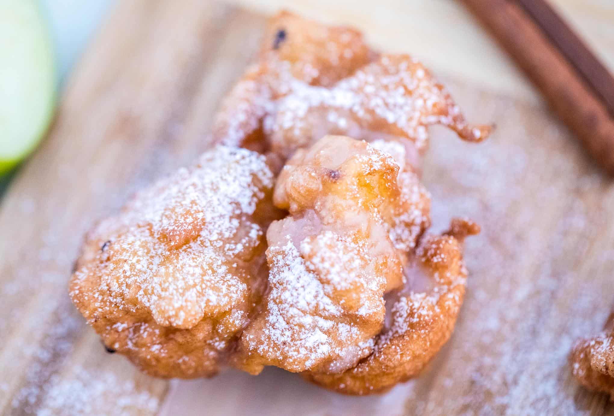 Close up of crispy apple fritter