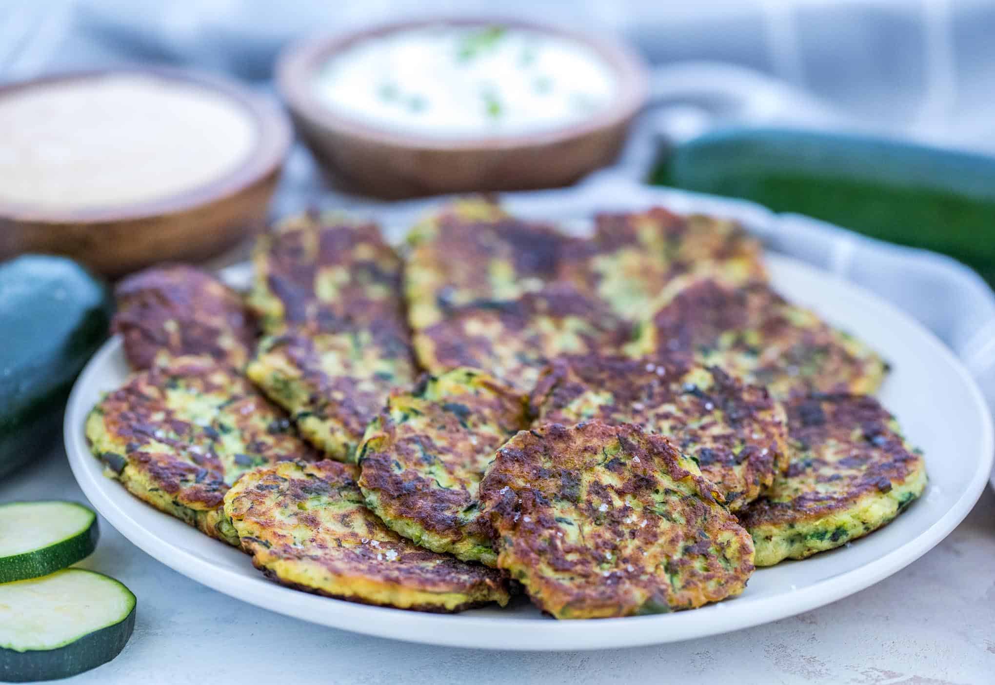 platter of zucchini fritters 