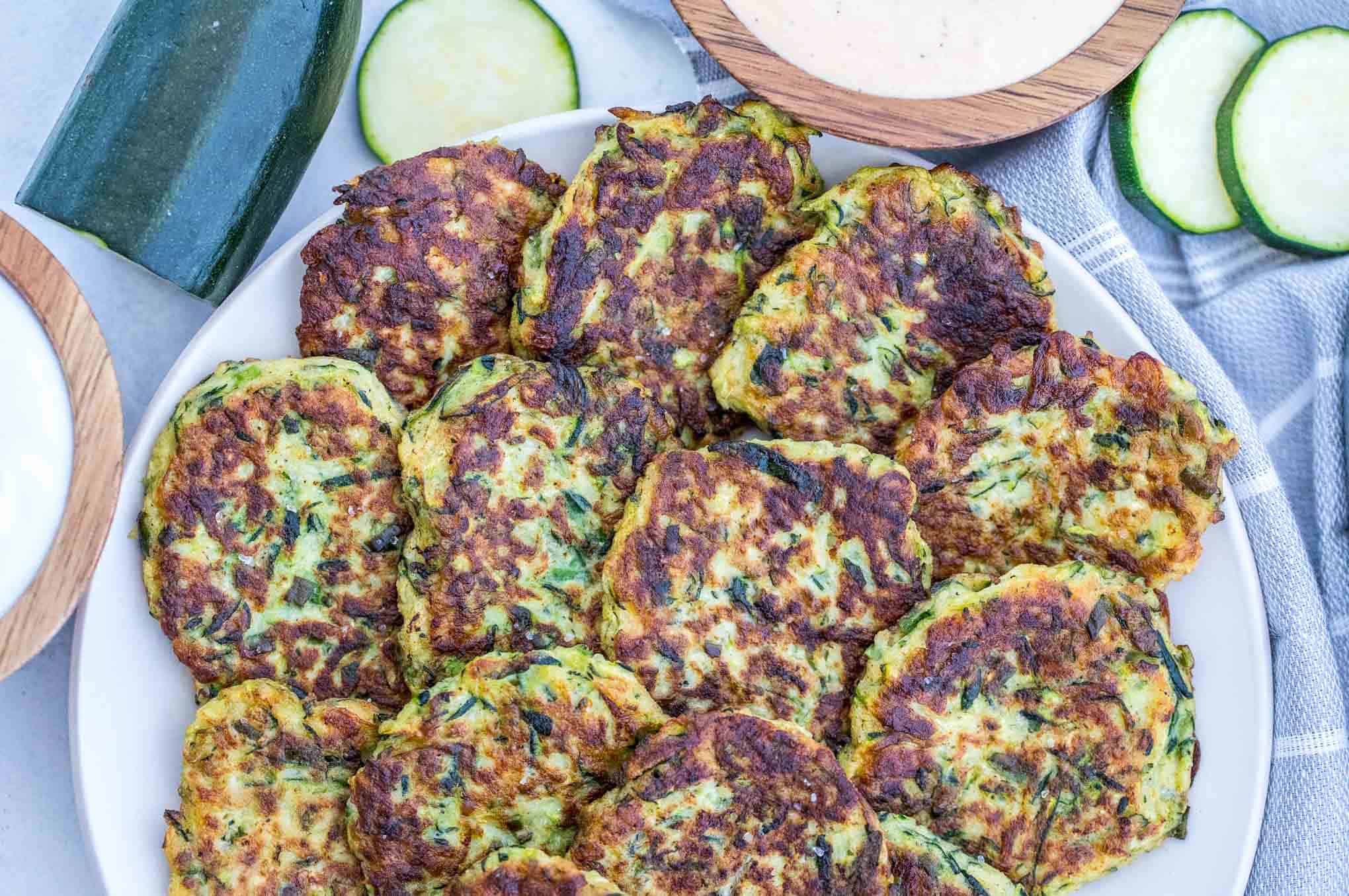 close up of zucchini fritters 