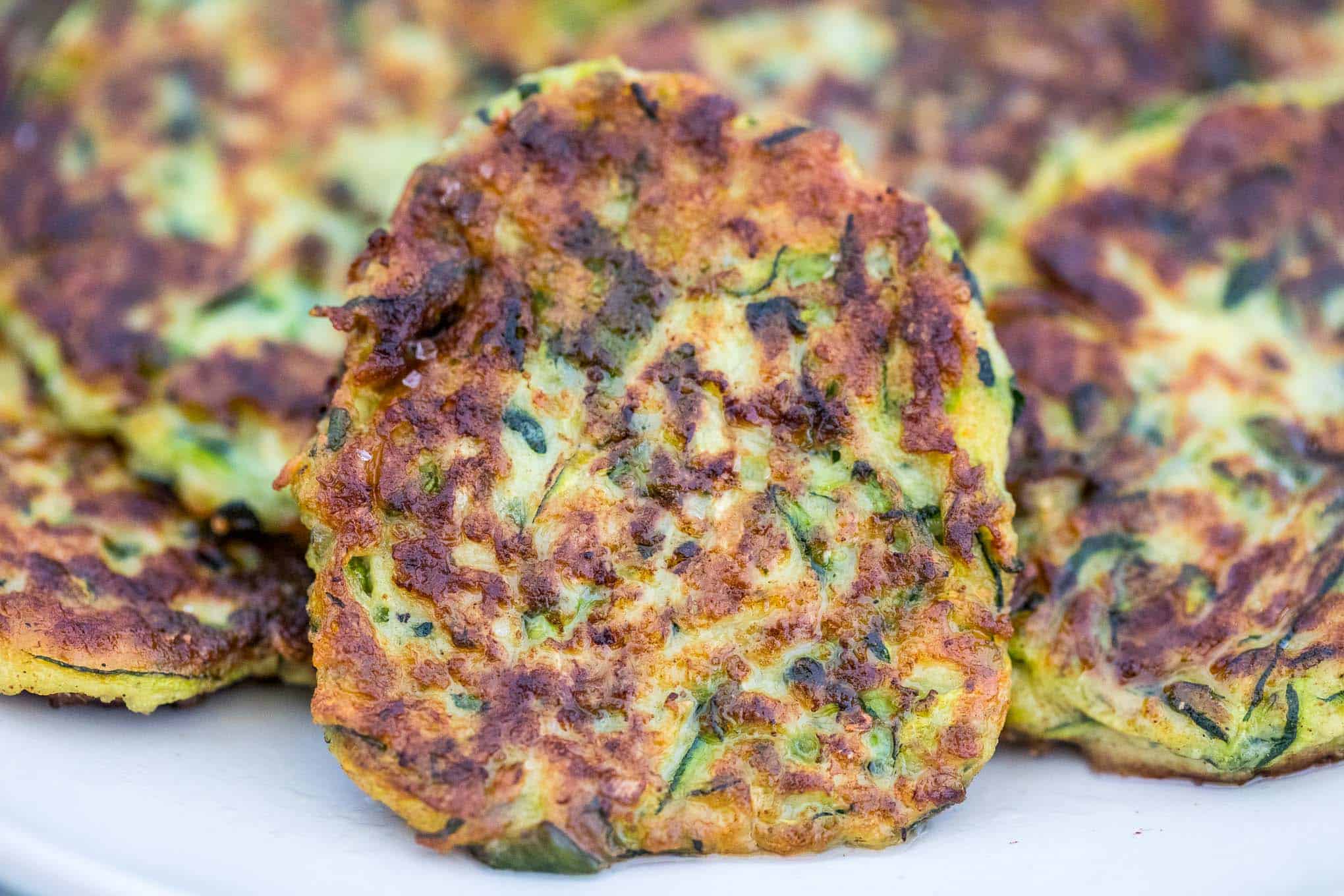 A close up of a zucchini fritter 