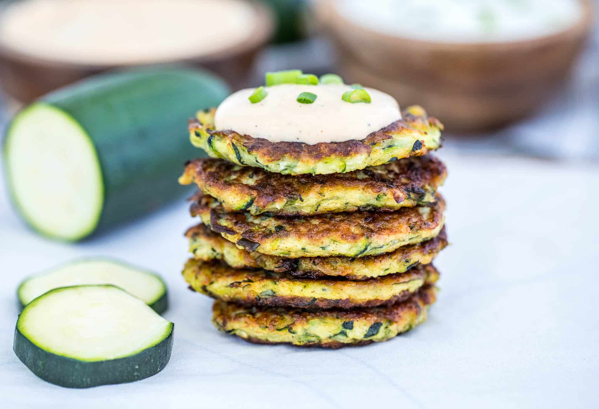 stack of zucchini fritters
