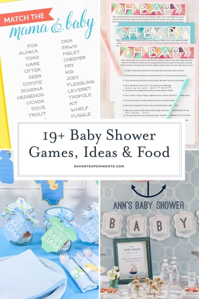 collage of baby shower ideas for pinterest