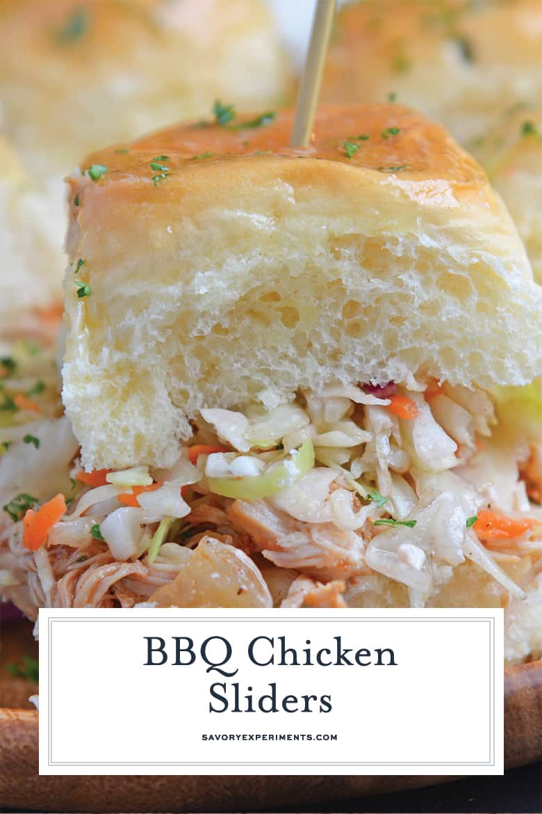 Side view of BBQ CHicken slider with coleslaw