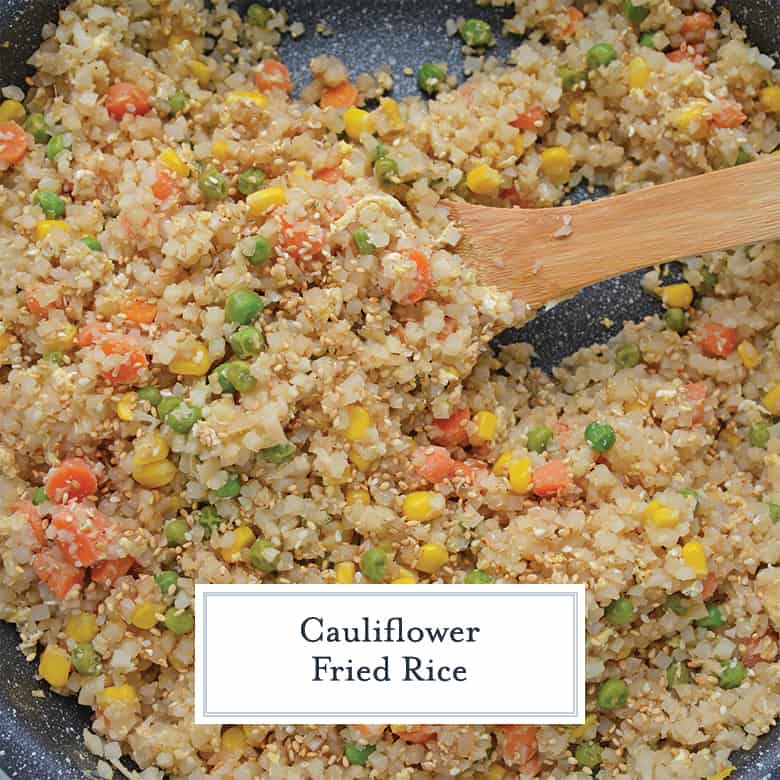 cauliflower fried rice in a skillet 