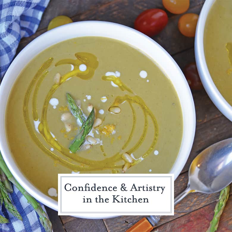 asparagus soup with olive oil and dressing