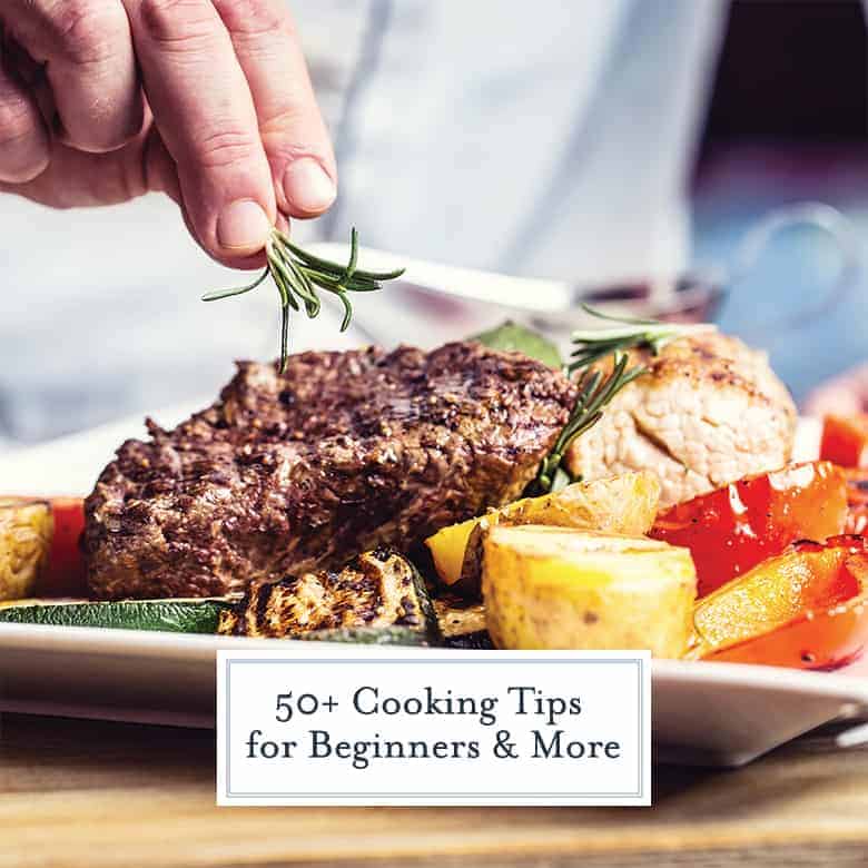 Garnishing a steak with rosemary