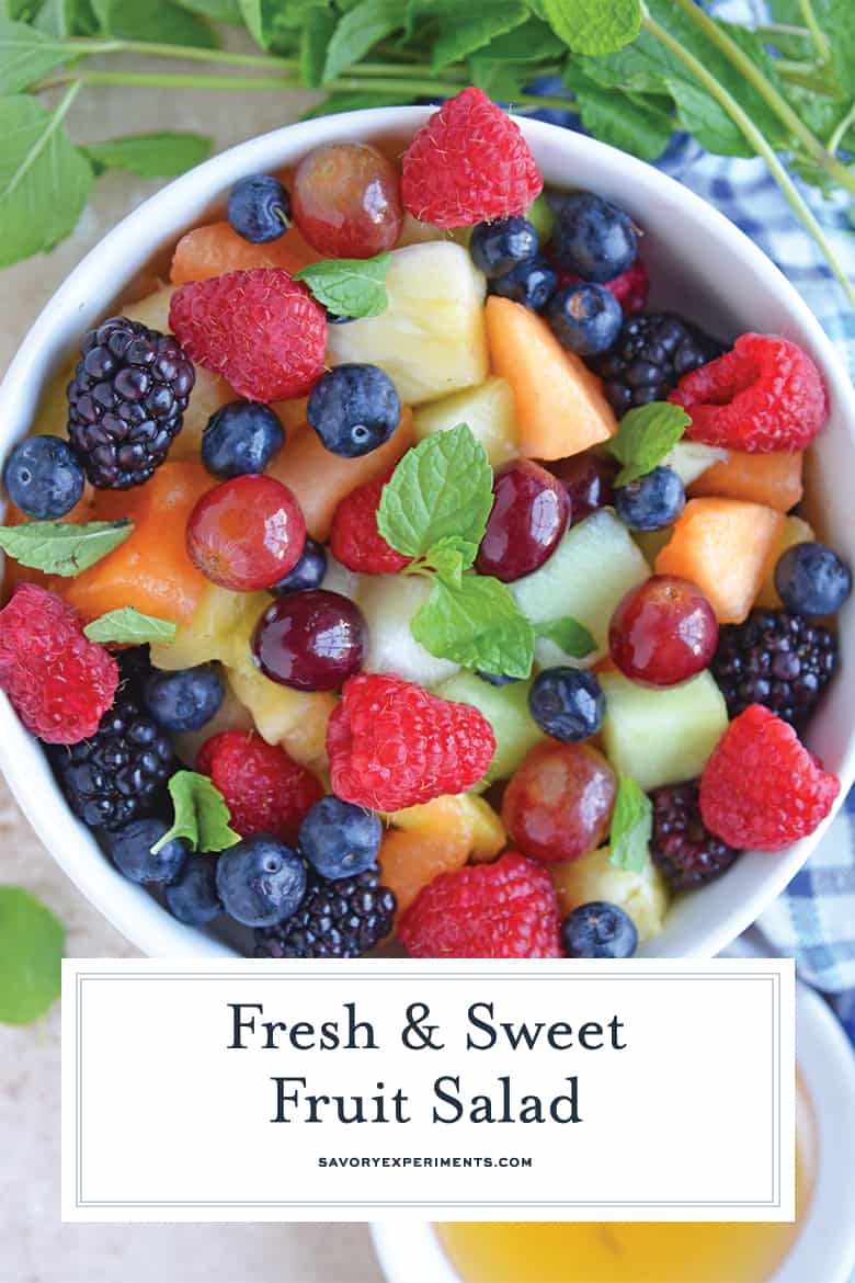 Overhead bowl of fruit salad