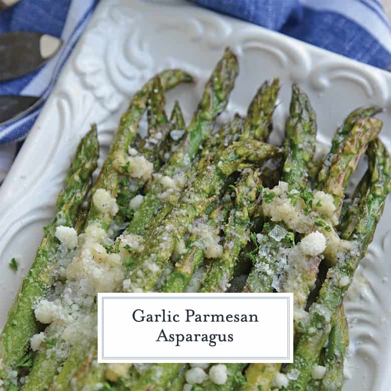 A plate of garlic parmesan asparagus