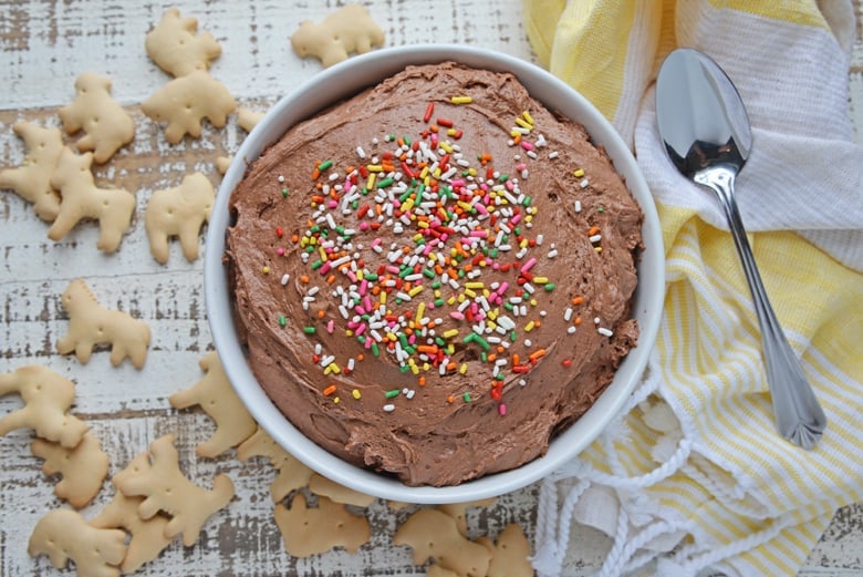 Overhead of chocolate dunkaroo dip