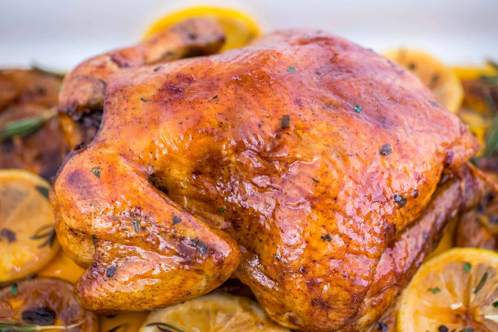 Side view of brined chicken
