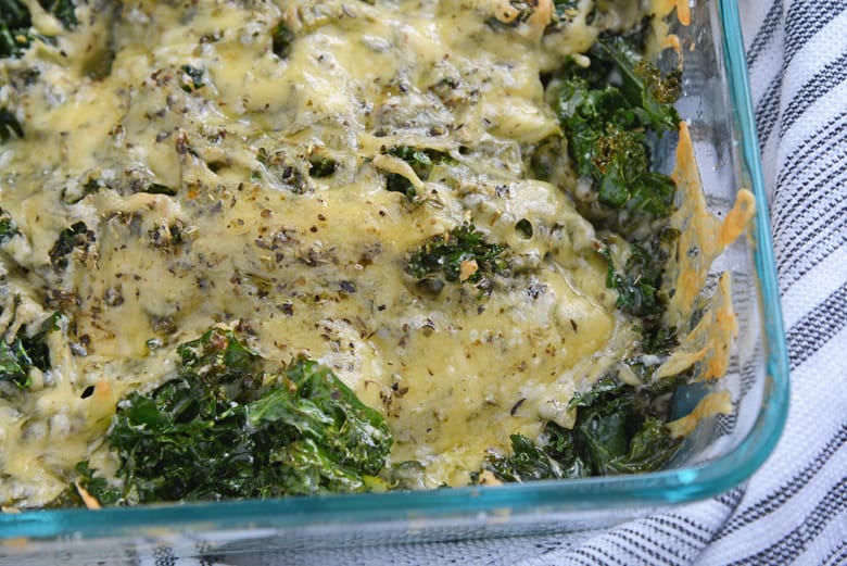 Corner of baked kale with cheese
