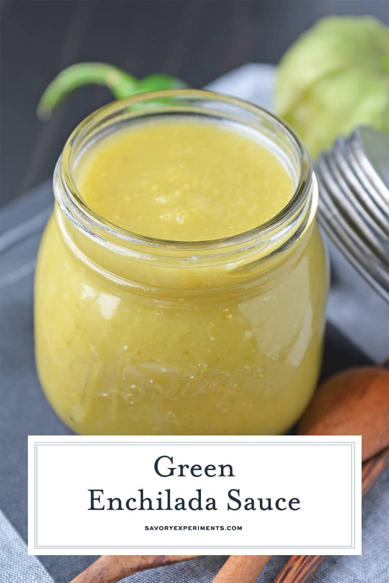 Green enchilada sauce in a jar