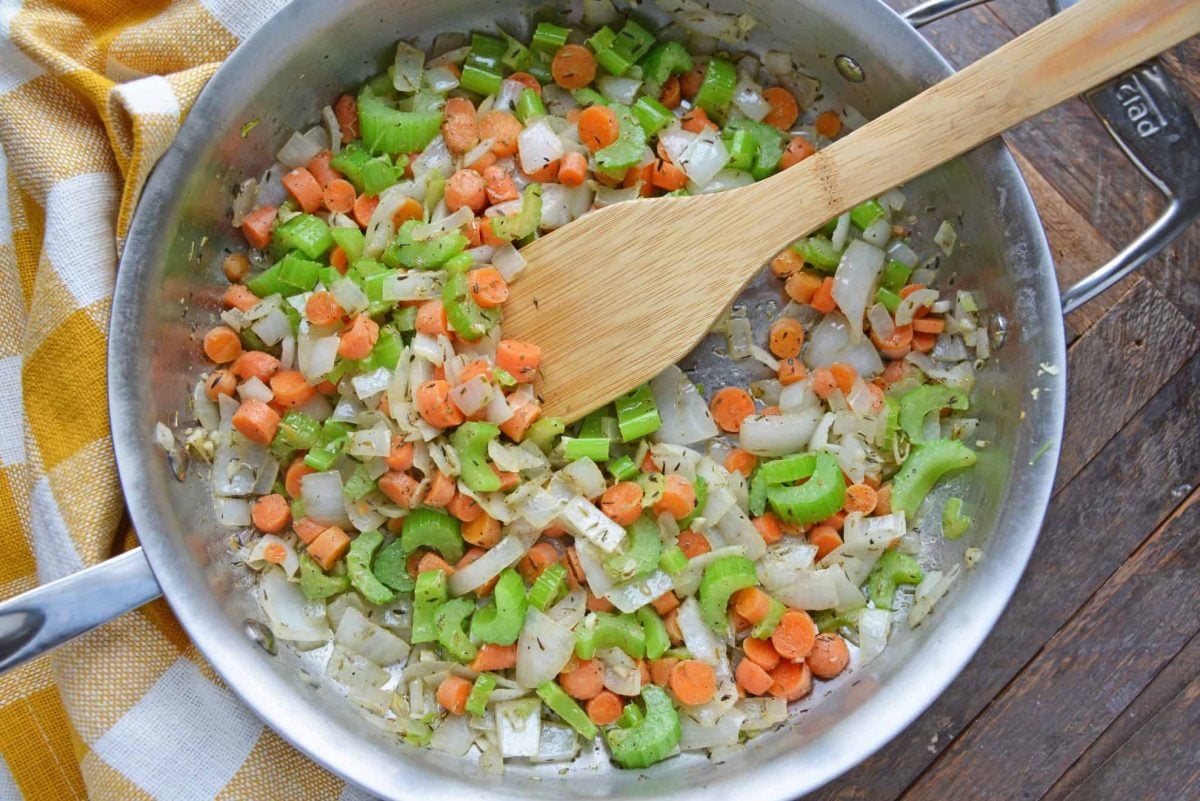 sauteing vegetables in skillet