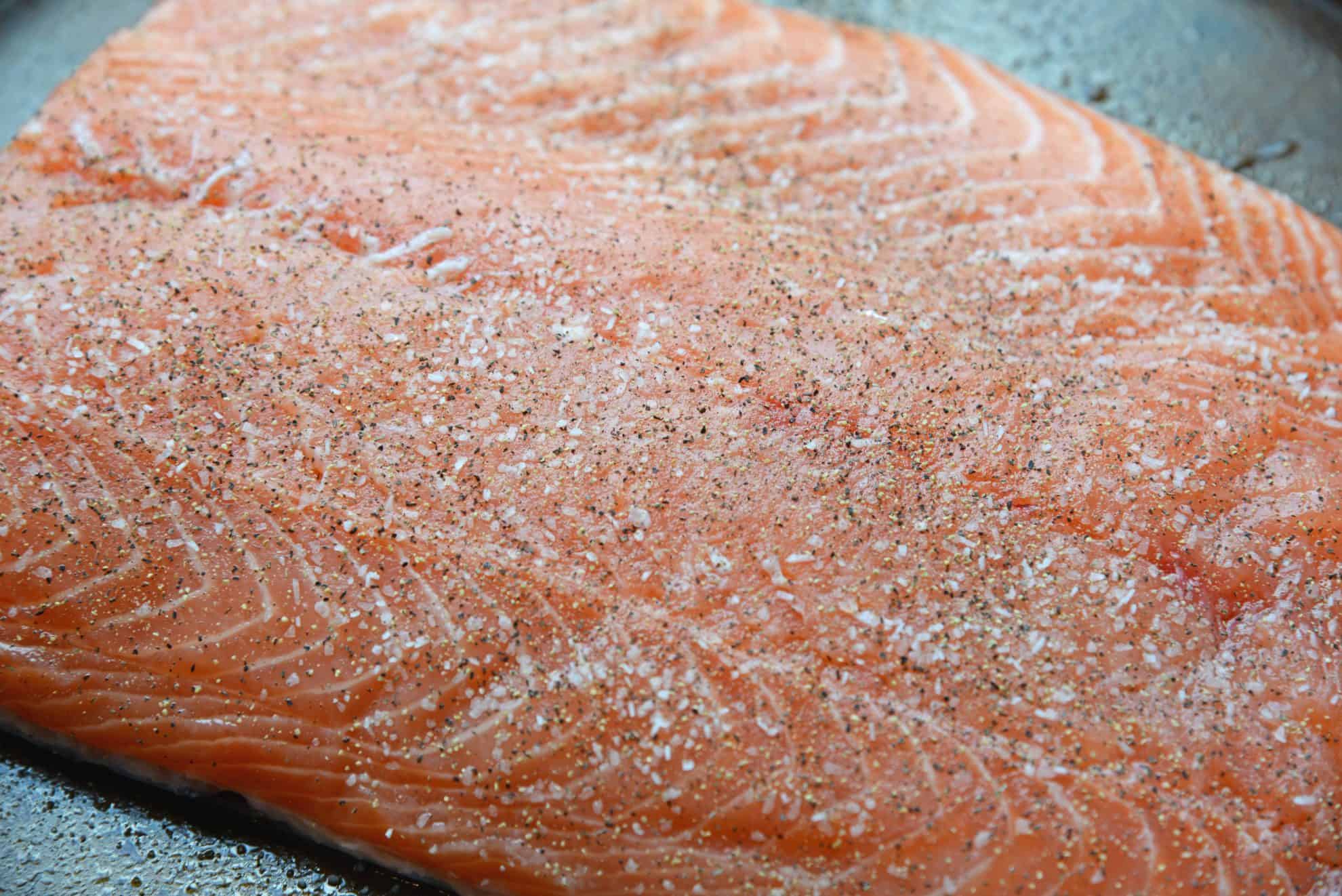 salt and pepper seasoned salmon fillet