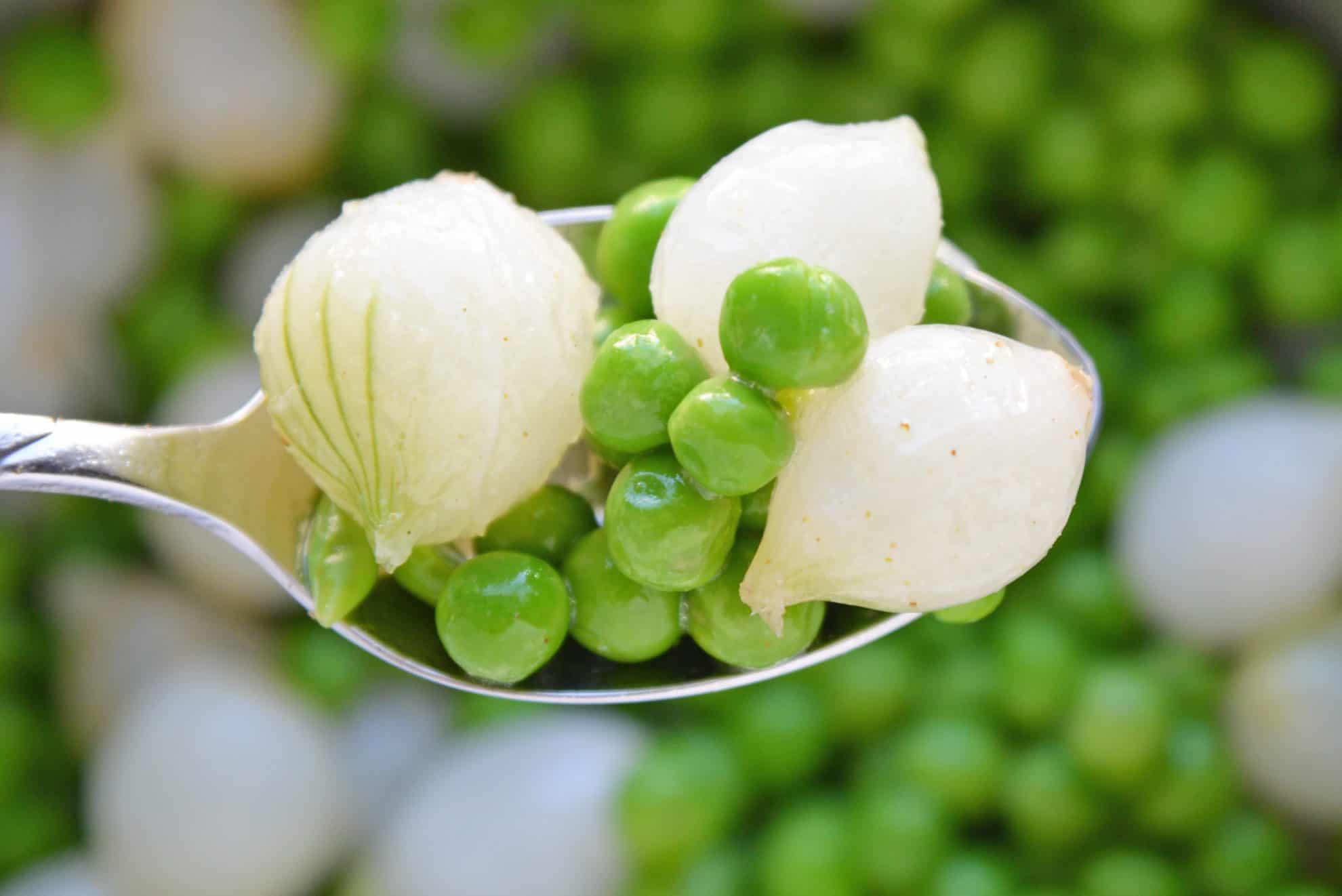 spoon of peas and onions