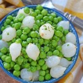 Close up peas and onions