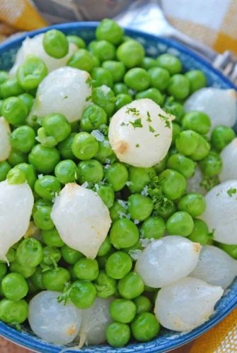 Close up peas and onions