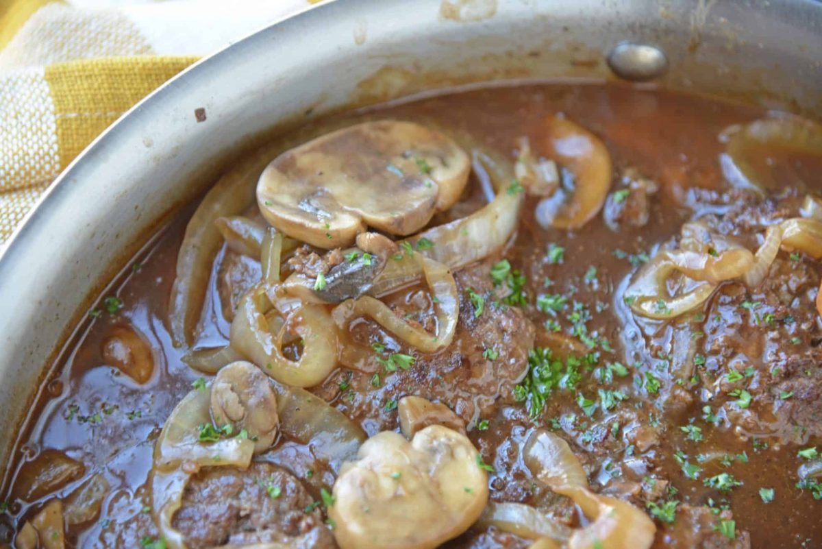 Close up of salisbury steak