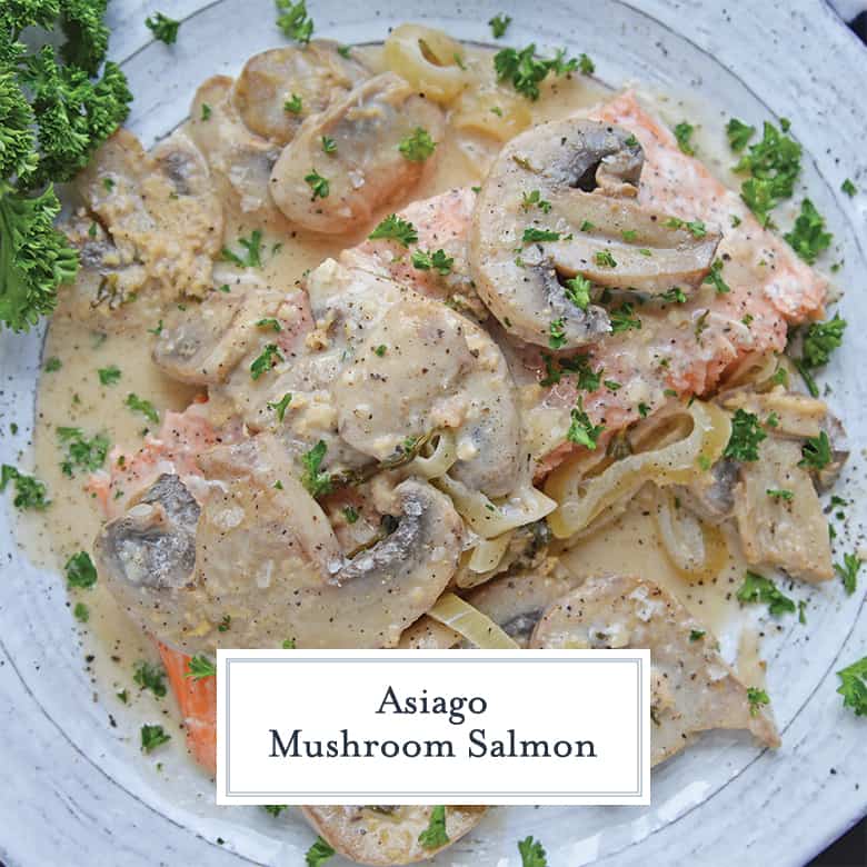 salmon fillet in mushroom and onion sauce