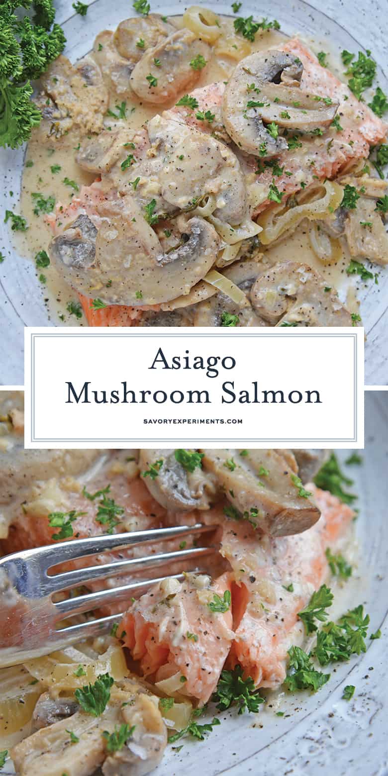 asiago mushroom salmon for pinterest