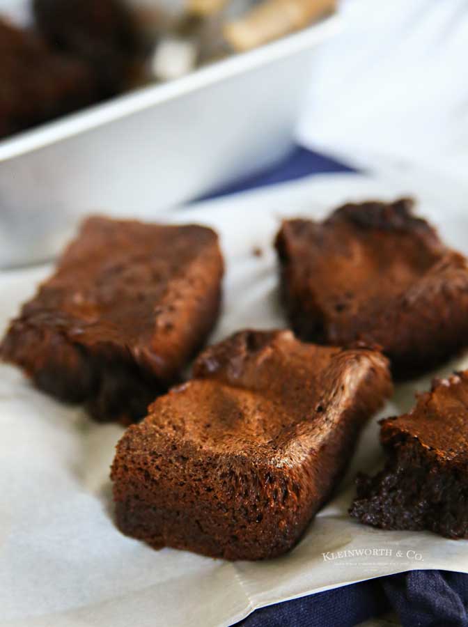 Air fryer brownies cut into squares