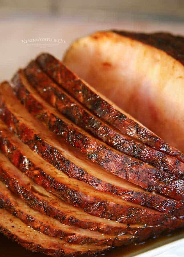 Close up of sliced air fryer ham