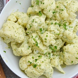 cauliflower with green curry sauce