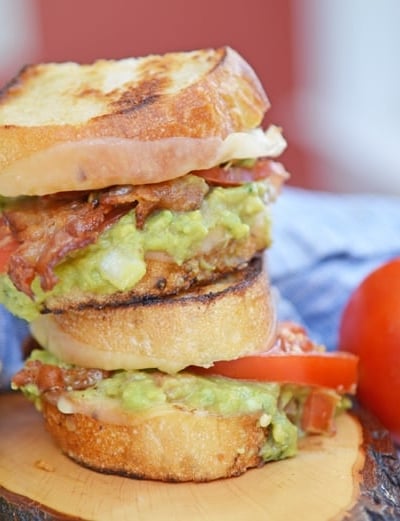 stack of guacamole grilled cheese sandwiches