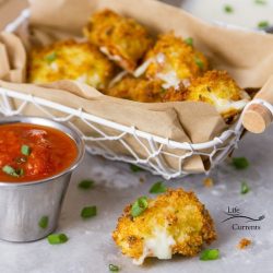 basket of air fryer mozzarella bites