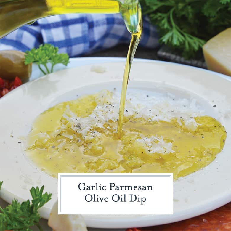Olive oil pouring into bread dip