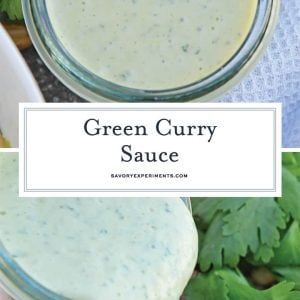 collage of green curry sauce recipe