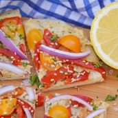 slice of vegetable flatbread