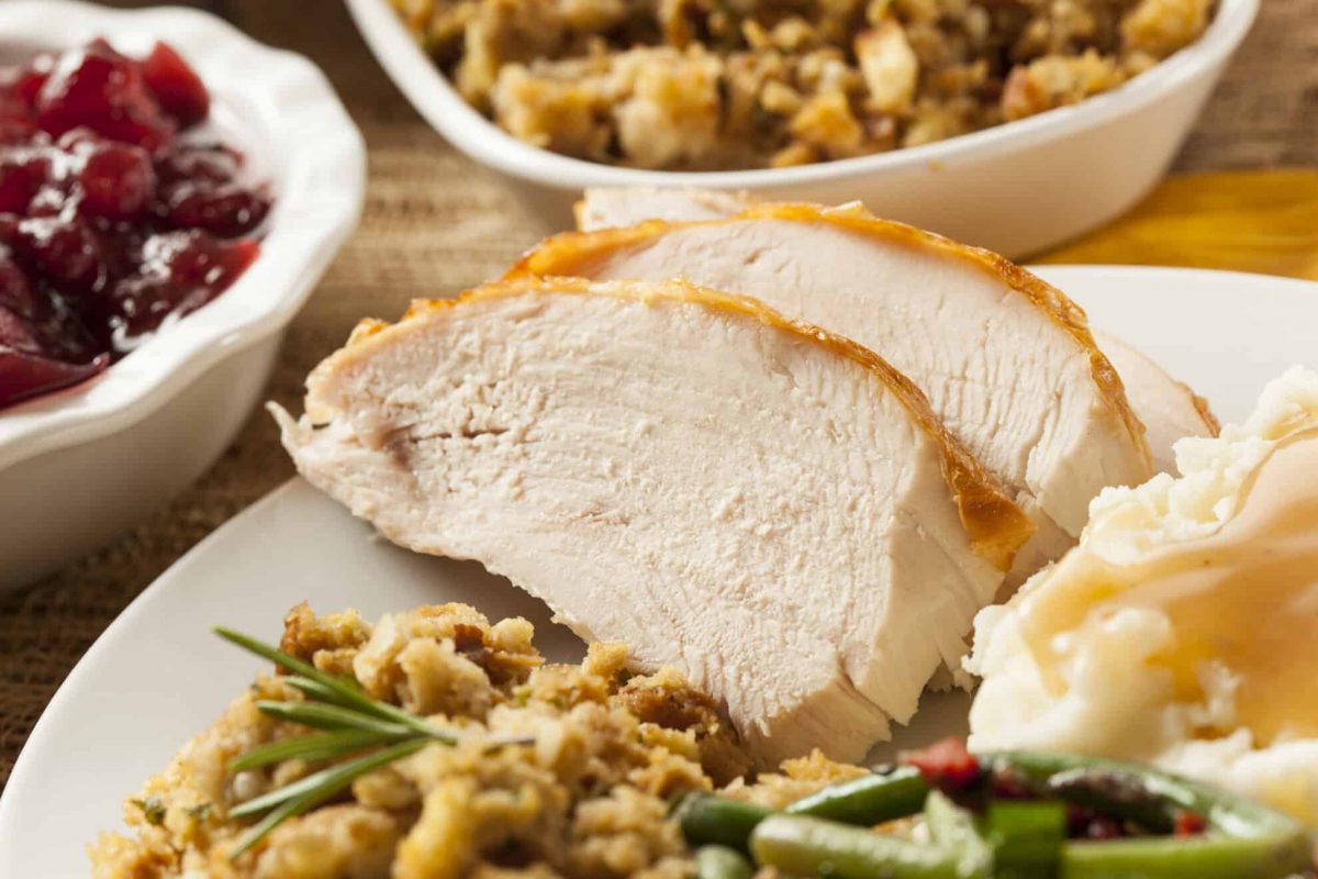 Sliced turkey breast for Thanksgiving dinner 