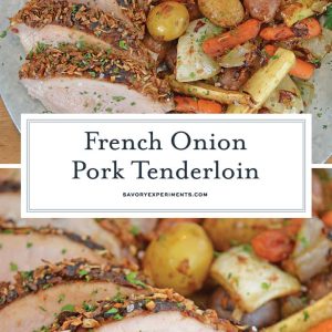 collage of french onion tenderloin for pinterest