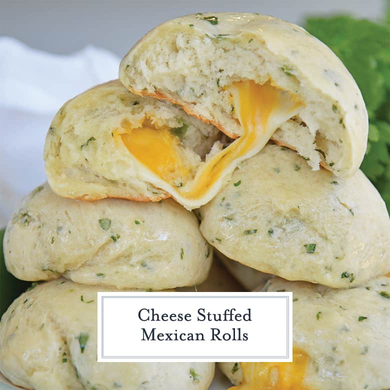 Cheese stuffed Mexican bread basted with butter 