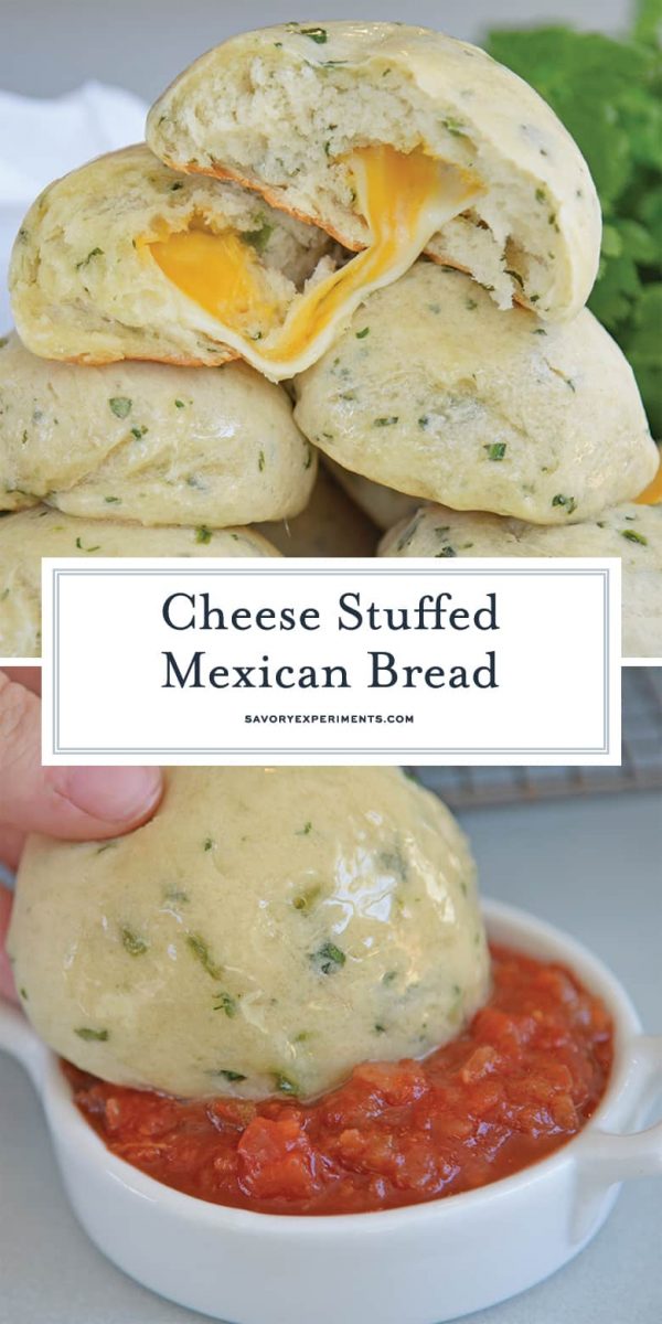 Cheesy stuffed Mexican bread for Pinterest 