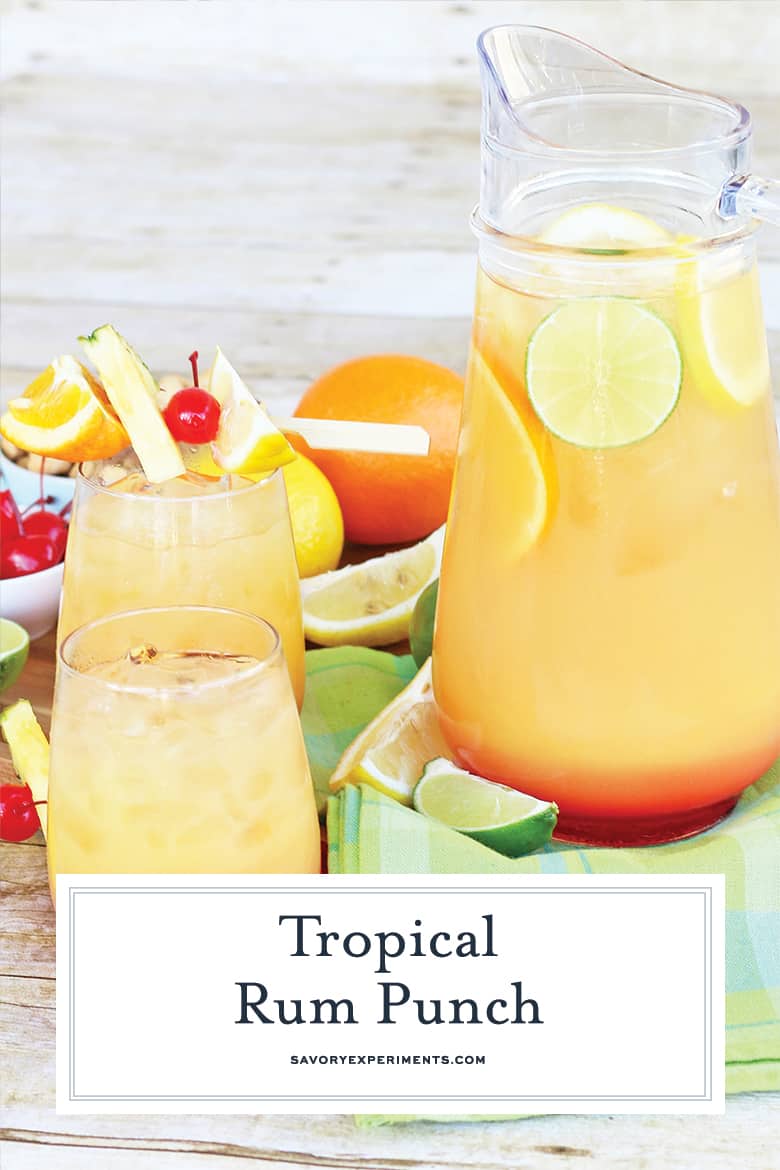 Fruity tropical rum punch 