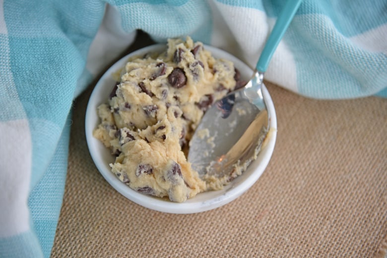 Bowl of cookie dough- one bite missing