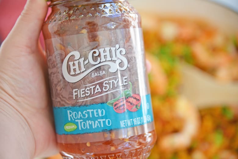 Close up jar of salsa 