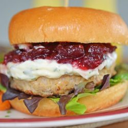 turkey burger with cranberry sauce