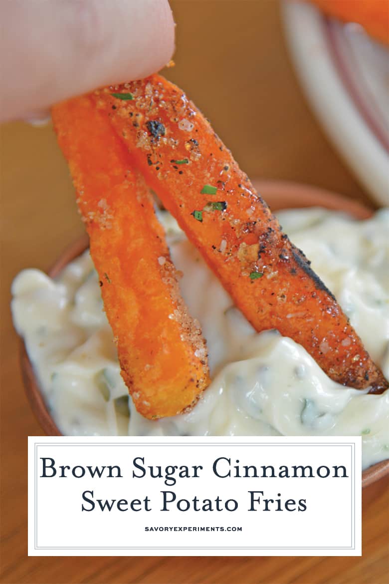 Cinnamon Sugar Sweet Potato Fries with Toasted Marshmallow Sauce