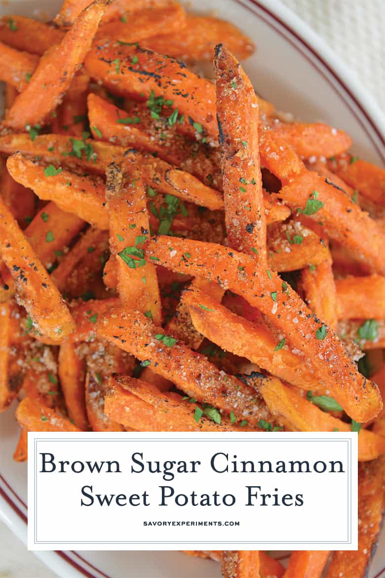 Cluster of sugared sweet potato fries for Pinterest 