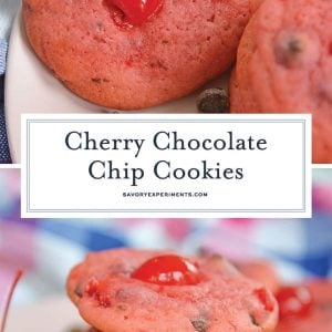 collage of cherry chocolate chip cookies